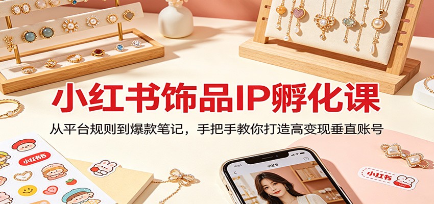 小红书饰品IP孵化课：从平台规则到爆款笔记，手把手教你打造高变现垂直账号|雷宸资源库