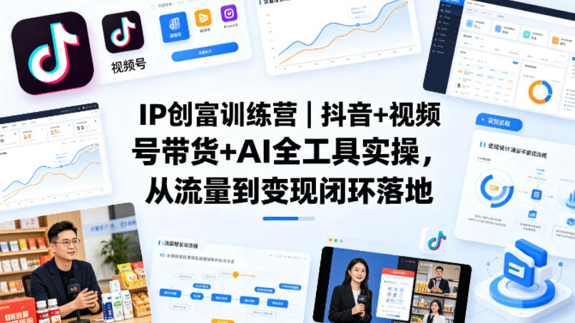 IP创富训练营｜抖音+视频号带货+AI全工具实操，从流量到变现闭环落地|雷宸资源库