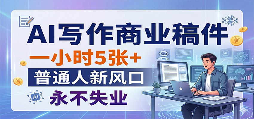 AI写作商业稿件，一小时5张+，普通人新风口，永不失业|雷宸资源库