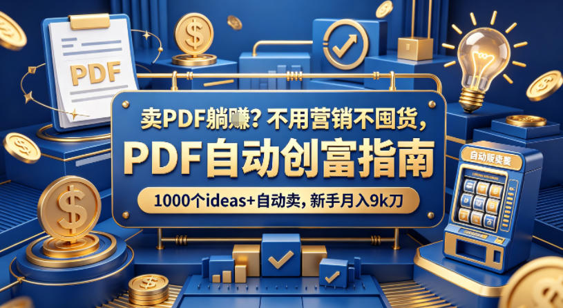 卖PDF躺賺？不用营销不囤货，PDF自动创富指南，1000个ideas+自动卖，新手月入9k刀【原创双语字幕】|雷宸资源库
