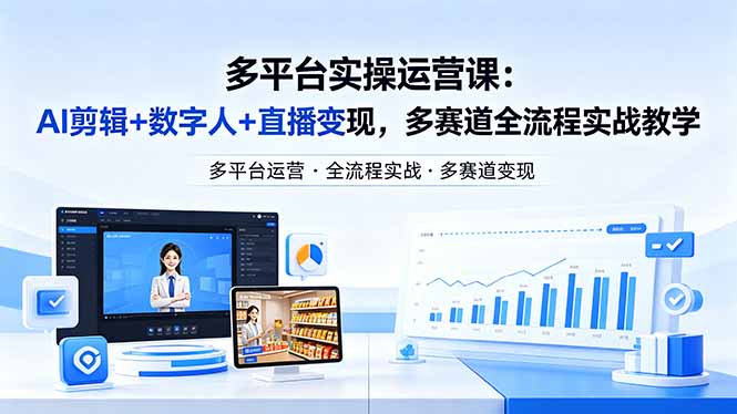 某团队多平台实操运营课-更新26年4月20：AI剪辑+数字人+直播变现，多赛道全流程实战教学|雷宸资源库