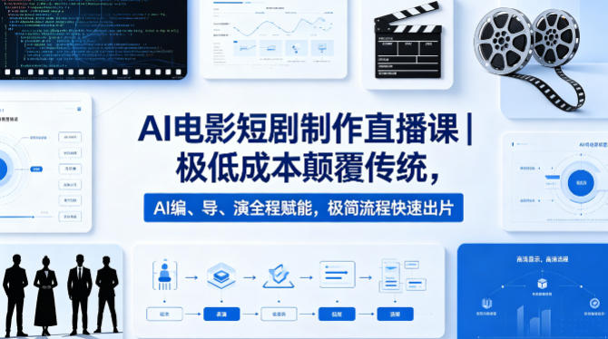 AI电影短剧制作直播课｜极低成本颠覆传统，AI编、导、演全程赋能，极简流程快速出片|雷宸资源库