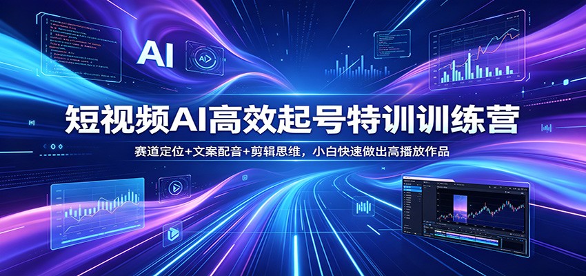 短视频AI高效起号特训训练营：赛道定位+文案配音+剪辑思维，小白快速做出高播放作品|雷宸资源库