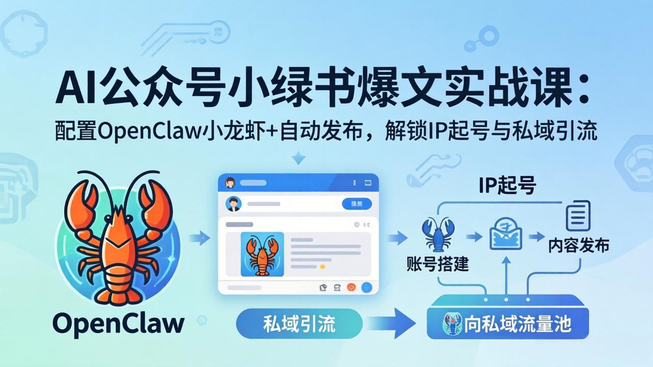 AI公众号小绿书变现实战课：小绿书爆文写作+OpenClaw自动发布，解锁IP起号与私域引流|雷宸资源库