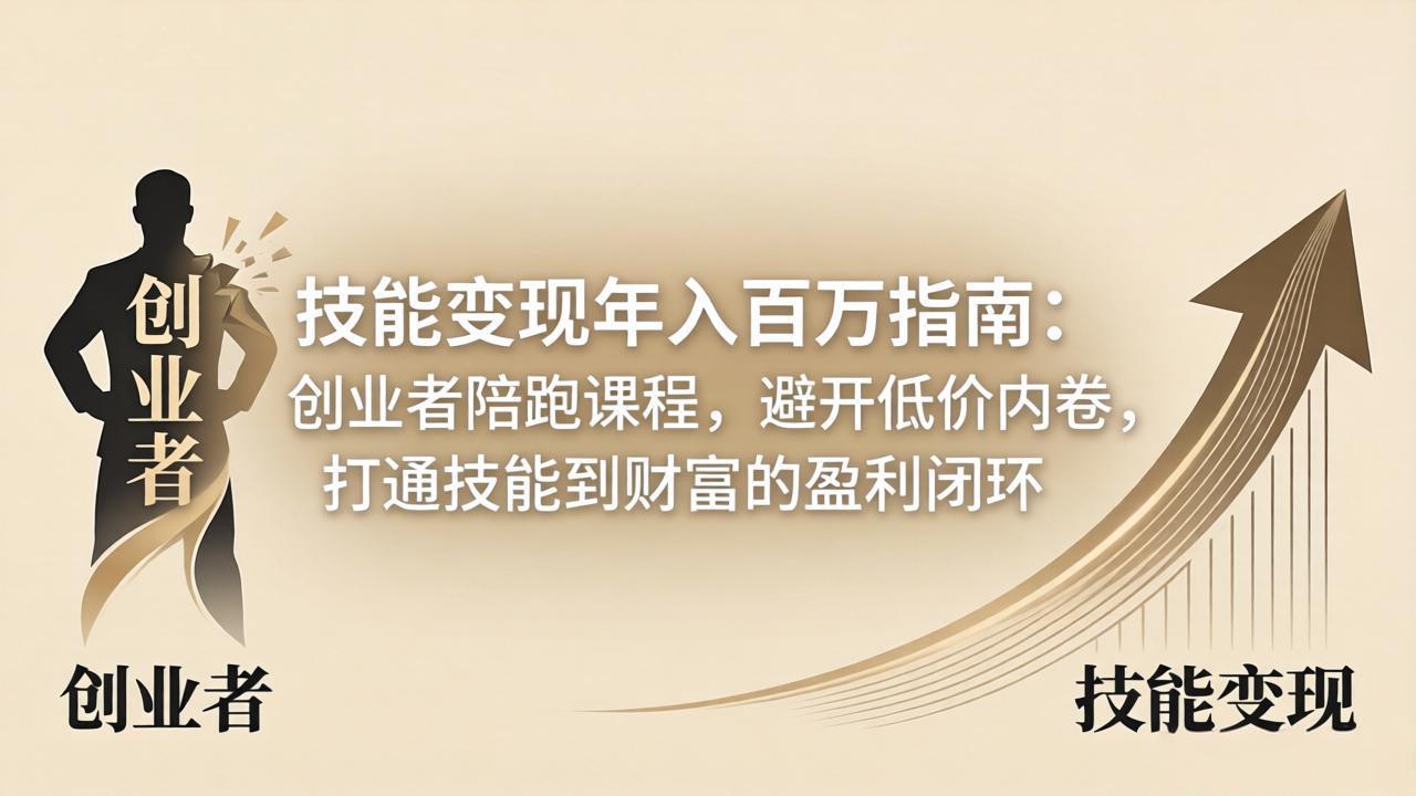 技能变现年入百万指南：创业者陪跑课程，避开低价内卷，打通技能到财富的盈利闭环|雷宸资源库